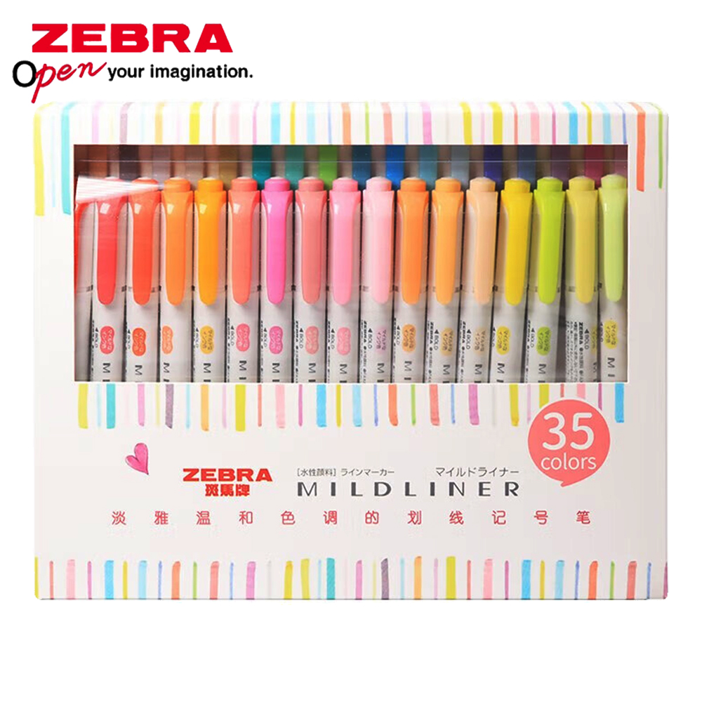 Pastel Highlighter Set Double Ended - 35 Color ZEBRA Mildliner Highlander Set