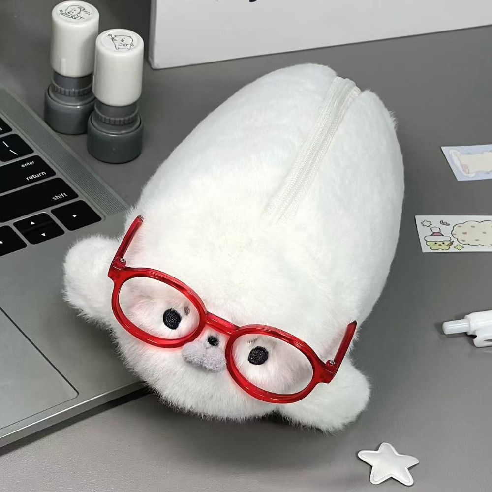 Aesthetic Large Pencil Case Pouch - Funny Seal Doll Pencil Case High