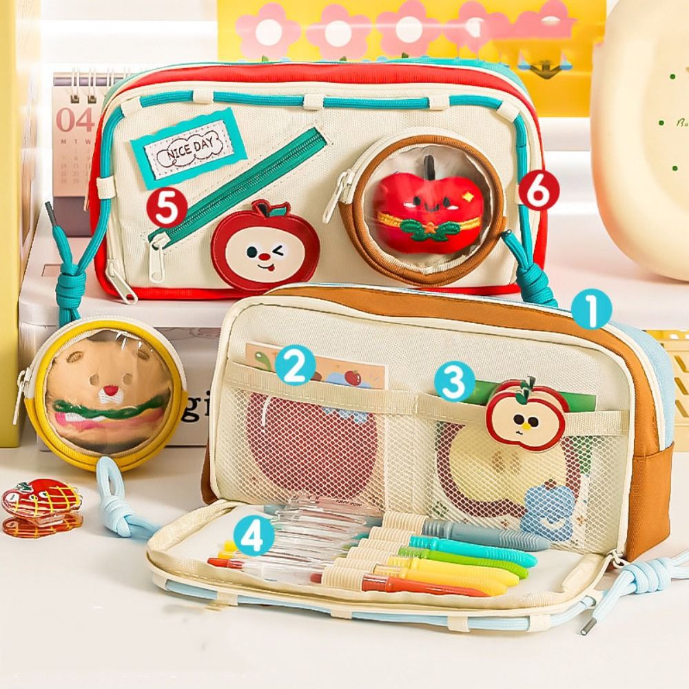 Aesthetic Large Pencil Case Pouch - Large Capacity Hamburger Pencil Case Aesthetic