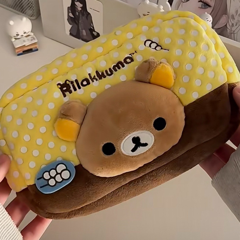 Aesthetic Large Pencil Case Pouch - Rilakkuma Plush Pencil Case Japanese Style