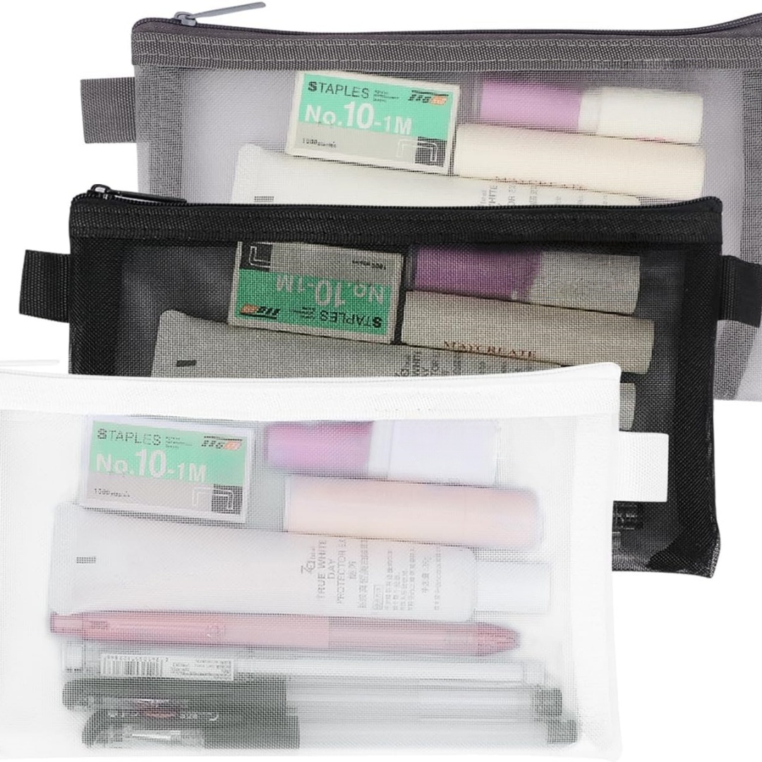 Clear Mesh Pencil Pouch For Exam - Portable Office Stationery Pouch Clear Exam