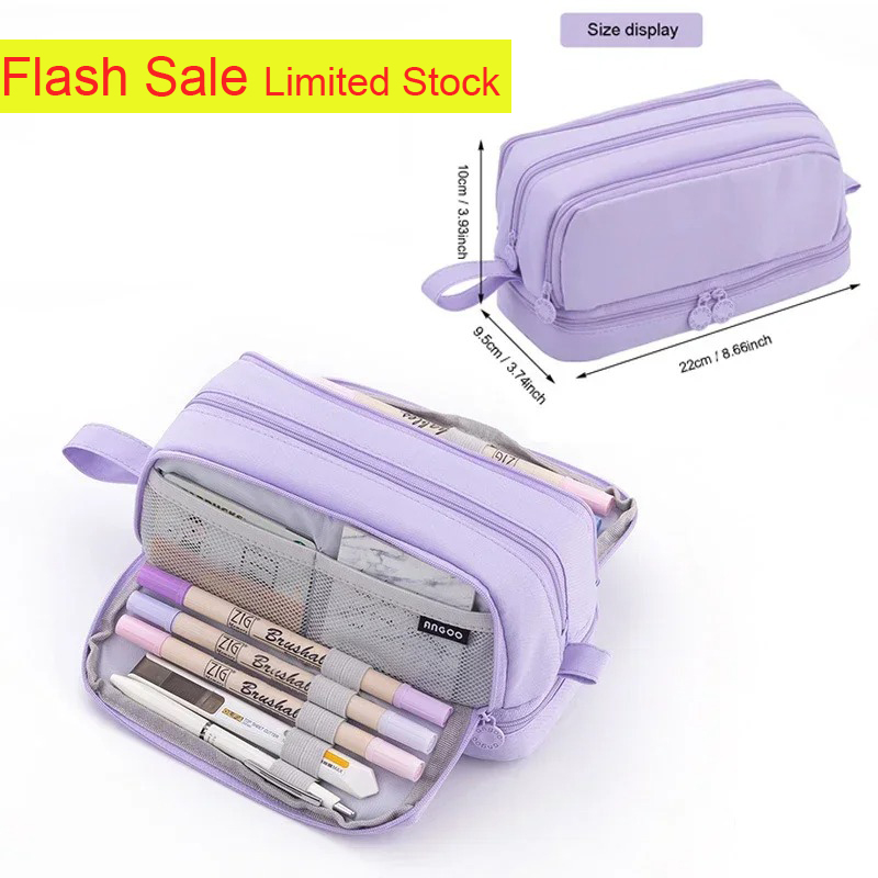 Aesthetic Large Pencil Case Pouch - 4 Compartments Large Capacity Pencil Case