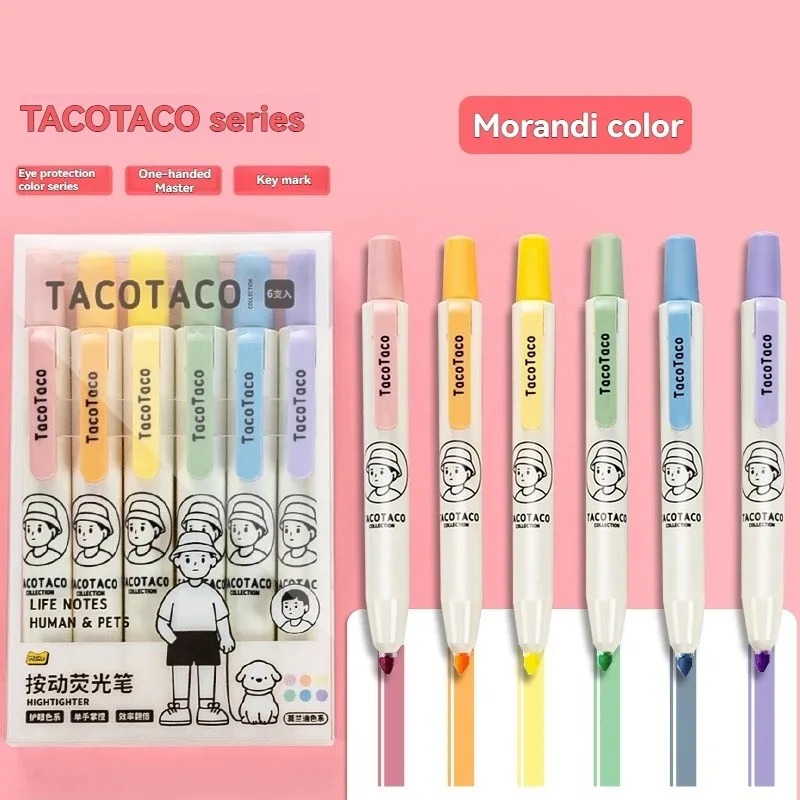 6Pcs/set Pastel Color Macaron  - огляд і ціна Pastel Highlighter Set Double Ended