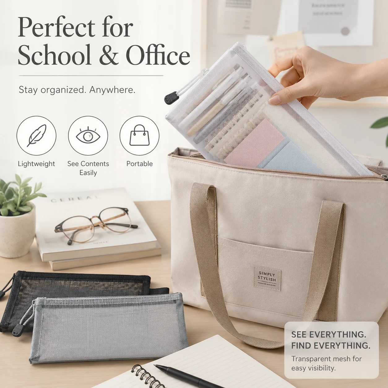Transparent Mesh Pen Bag, Clea - огляд і ціна Clear Mesh Pencil Pouch For Exam