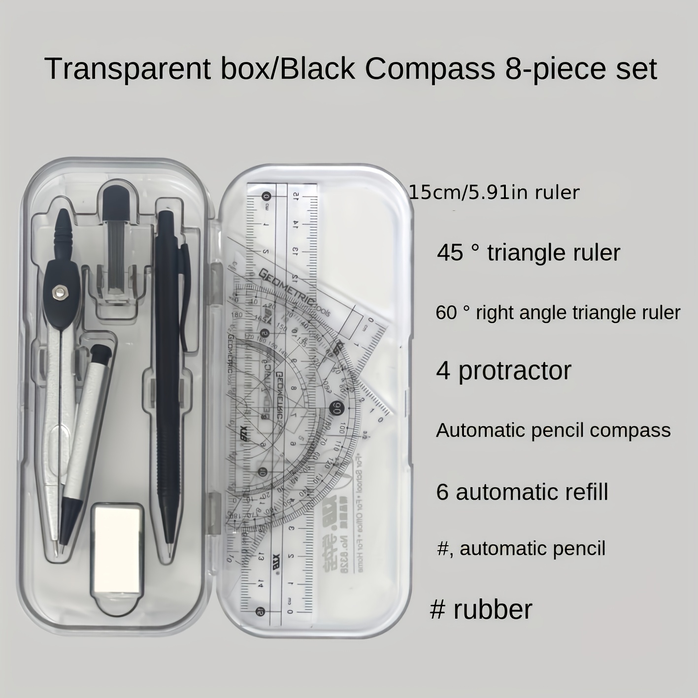 Compass and Ruler Set, Geometr - огляд і ціна Math Geometry Set With Compass