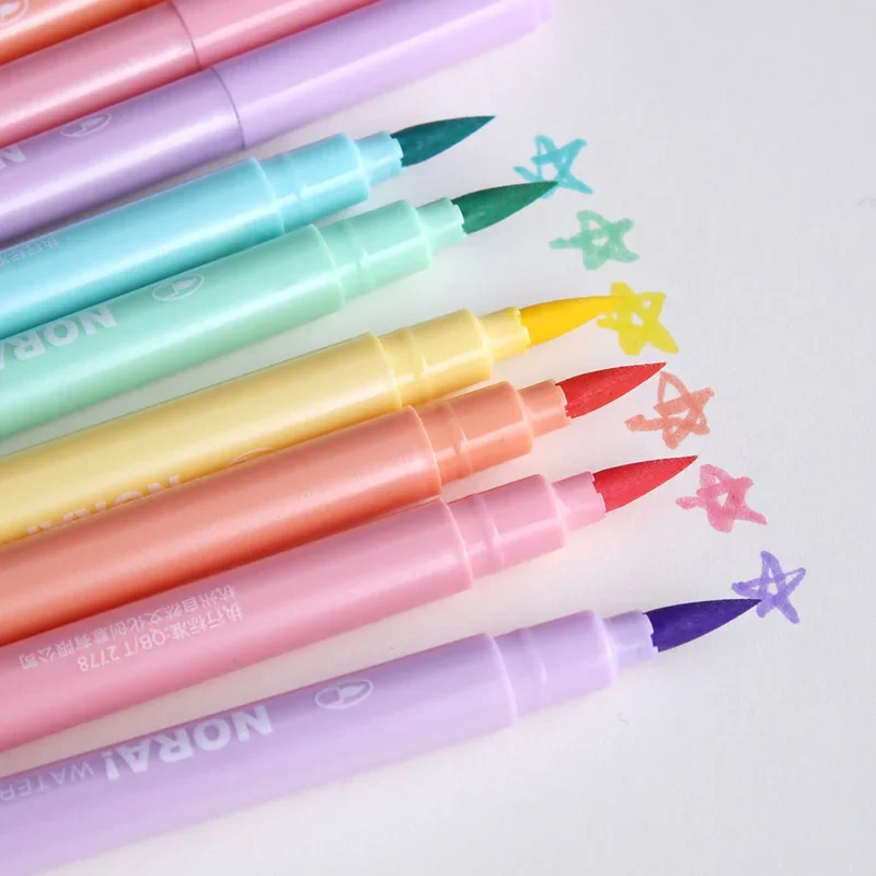 6Pcs/set Brush Highlighter Pen - огляд і ціна Pastel Highlighter Set Double Ended