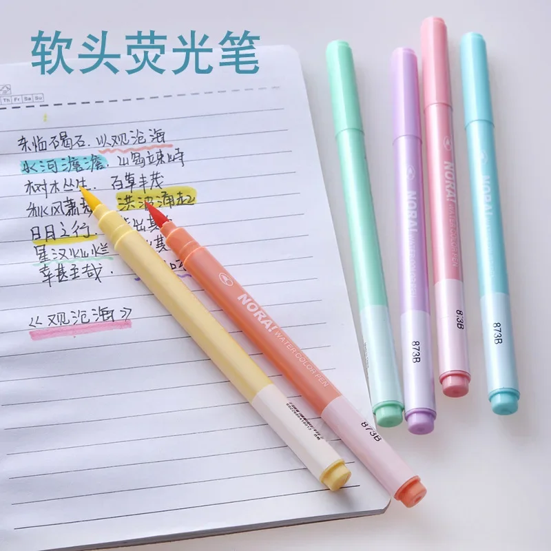 6Pcs/set Brush Highlighter Pen - огляд і ціна Pastel Highlighter Set Double Ended