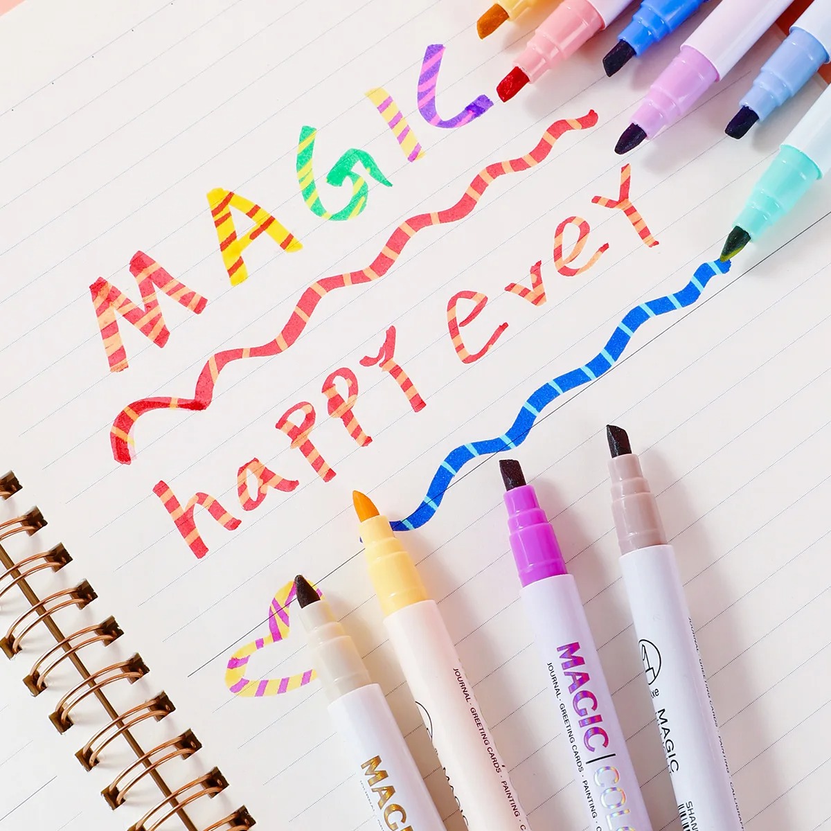 12pcs Double-ended Magic Color - огляд і ціна Pastel Highlighter Set Double Ended