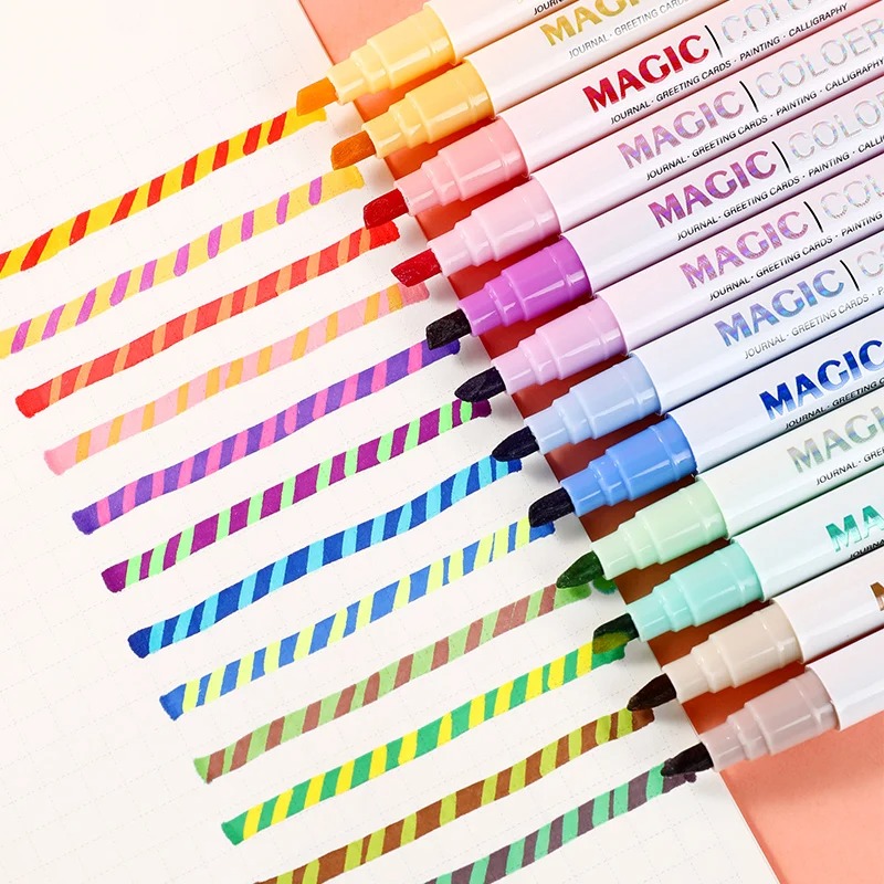 12pcs Double-ended Magic Color - огляд і ціна Pastel Highlighter Set Double Ended