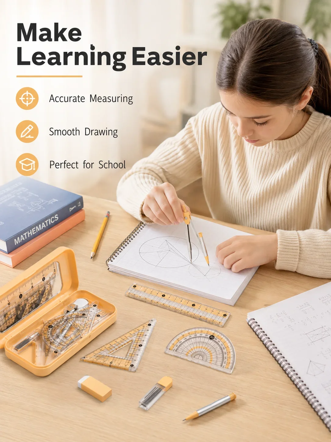 8-Piece Math Geometry Set for  - огляд і ціна Math Geometry Set With Compass
