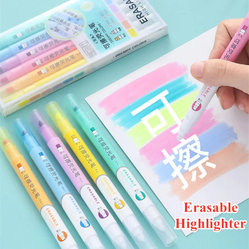 6 Colors Erasable Highlighters - огляд і ціна Pastel Highlighter Set Double Ended