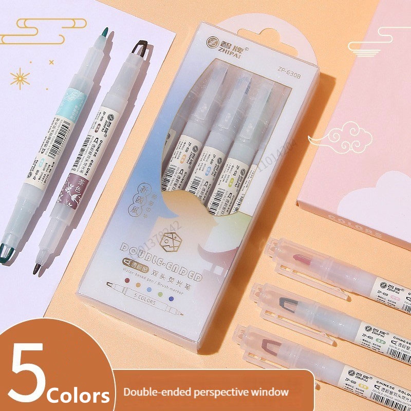 5pcs/set Double Tip Highlighte - огляд і ціна Pastel Highlighter Set Double Ended