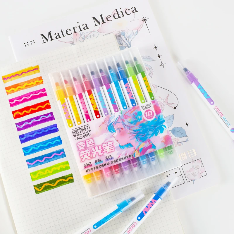 10pcs Double-ended Magic Color - огляд і ціна Pastel Highlighter Set Double Ended