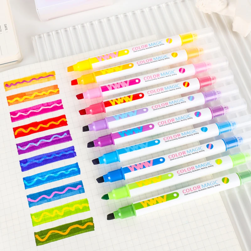 10pcs Double-ended Magic Color - огляд і ціна Pastel Highlighter Set Double Ended