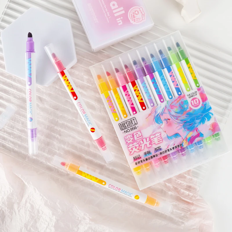 10pcs Double-ended Magic Color - огляд і ціна Pastel Highlighter Set Double Ended