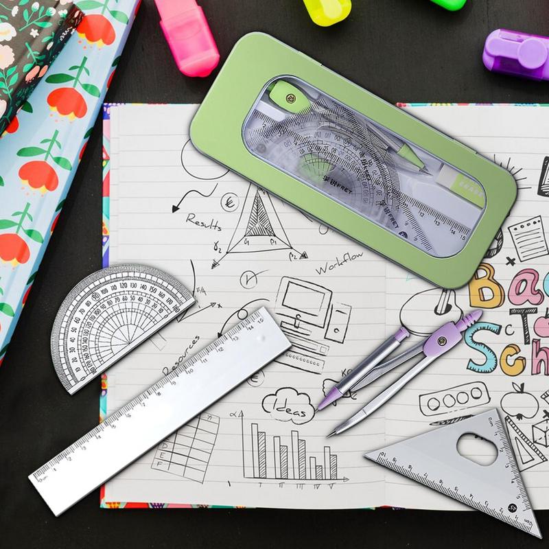 Protractor And Compass Set Mat - огляд і ціна Math Geometry Set With Compass