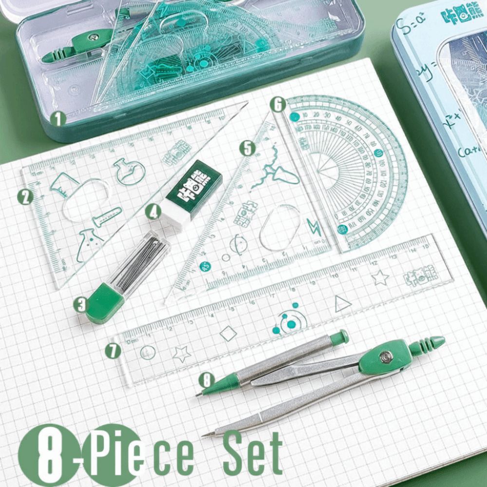 8Pcs/Set Multifunctional Math  - огляд і ціна Math Geometry Set With Compass