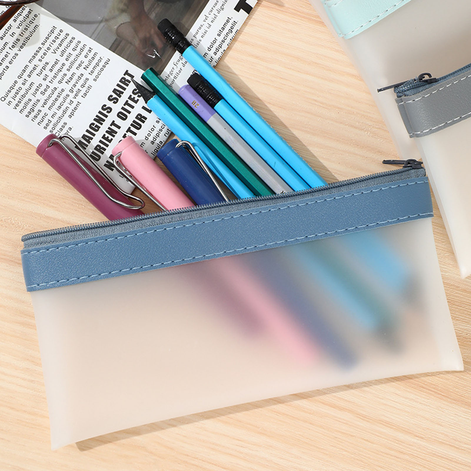 Transparent Frosted Pencil Cas - огляд і ціна Aesthetic Large Pencil Case Pouch