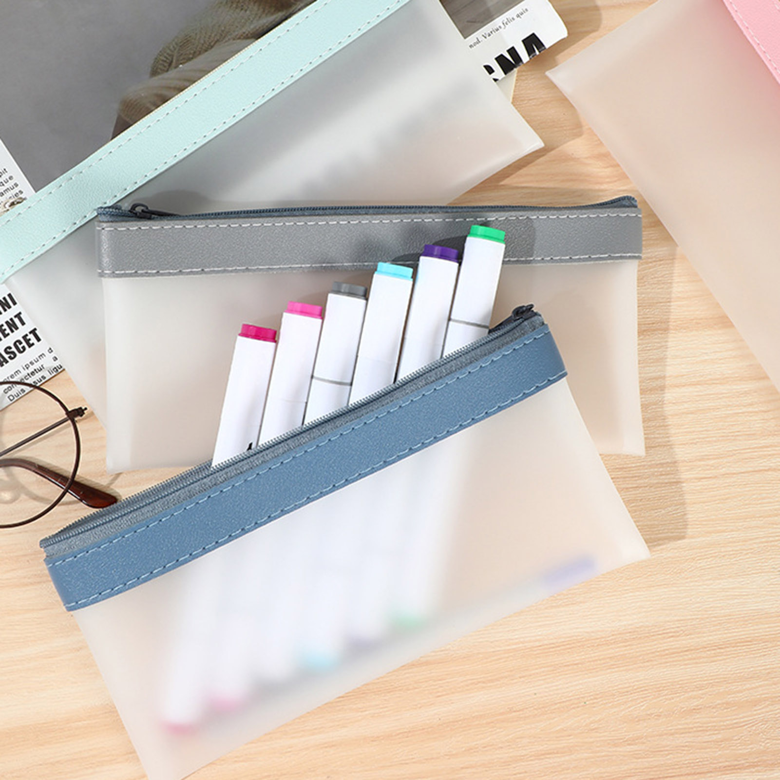 Transparent Frosted Pencil Cas - огляд і ціна Aesthetic Large Pencil Case Pouch