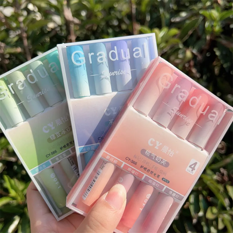 2025 4Pcs/Pack Gradual Highlig - огляд і ціна Pastel Highlighter Set Double Ended