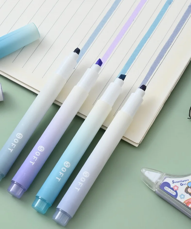 2025 4Pcs/Pack Gradual Highlig - огляд і ціна Pastel Highlighter Set Double Ended