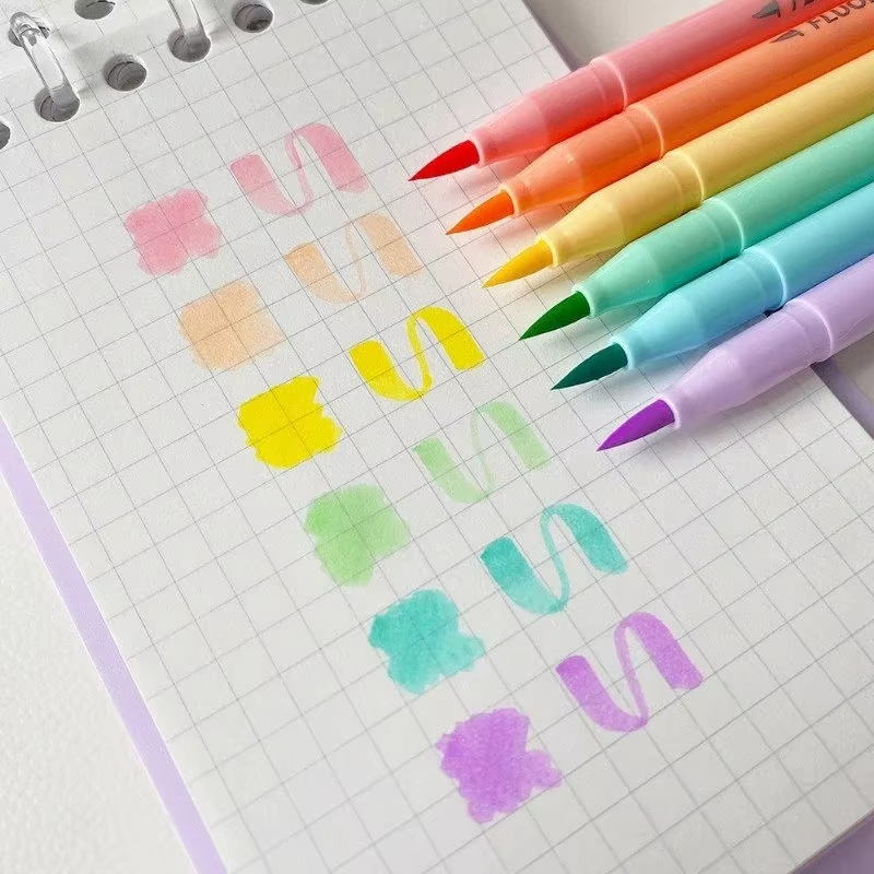 6 colors Soft Brush Fluorescen - огляд і ціна Pastel Highlighter Set Double Ended