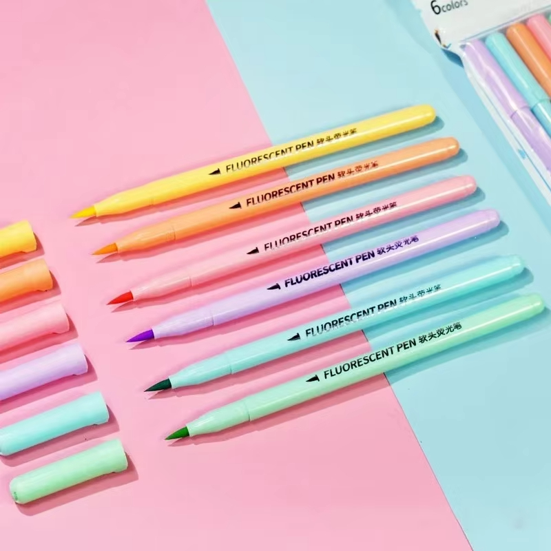 6 colors Soft Brush Fluorescen - огляд і ціна Pastel Highlighter Set Double Ended