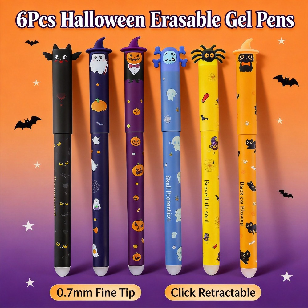 1-6Pcs Halloween Erasable Gel  - огляд і ціна Retractable Eraser Pen Click