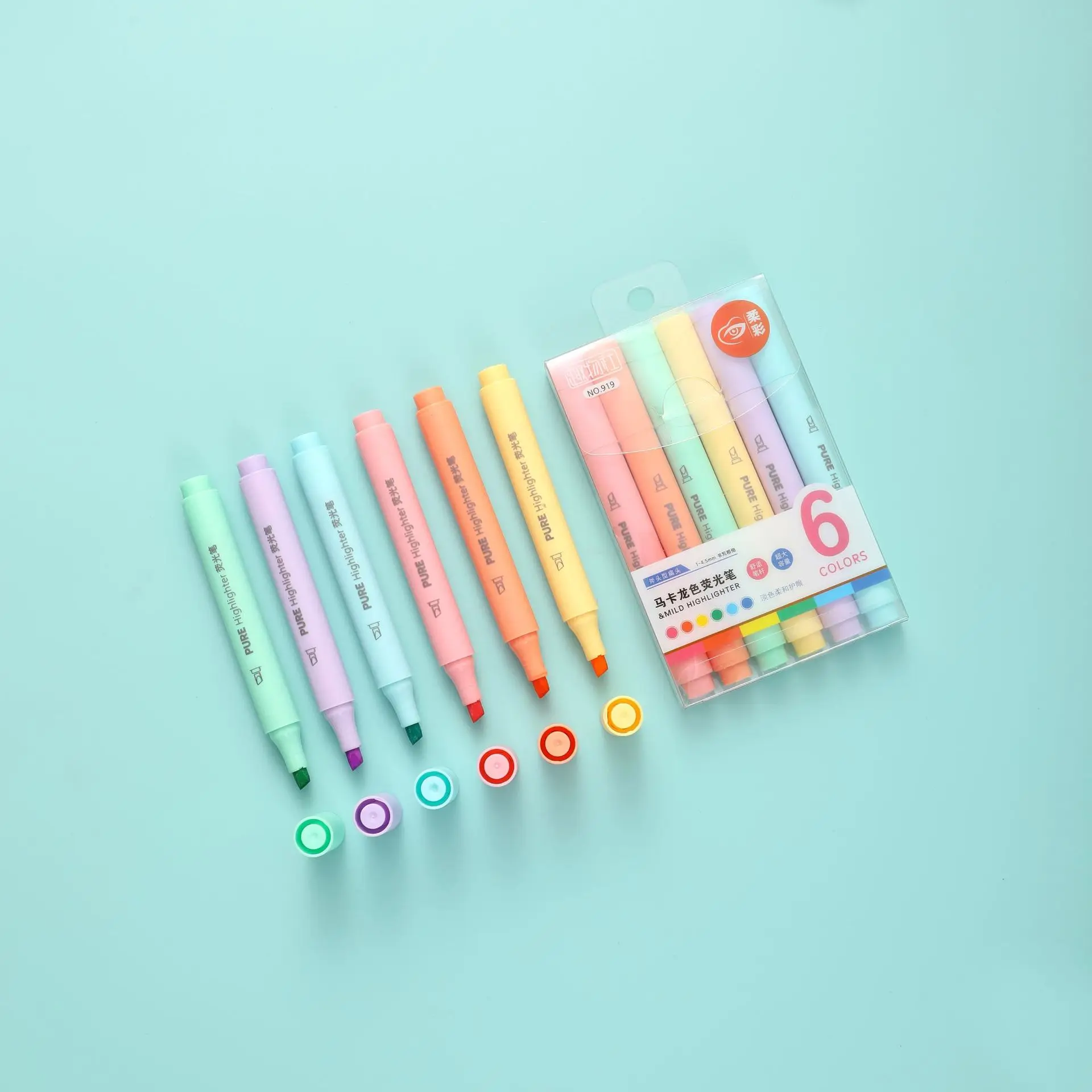 6Pcs/set Pastel Color Macaron  - огляд і ціна Pastel Highlighter Set Double Ended